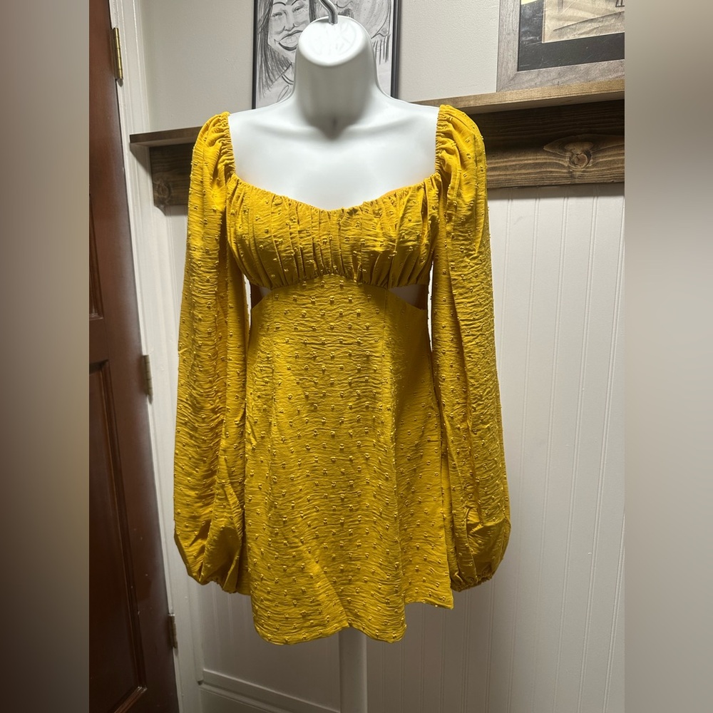 Rumer the Label Delilah Long Sleeved Mini Dress Cutouts Sz Xs milkmaid coquette